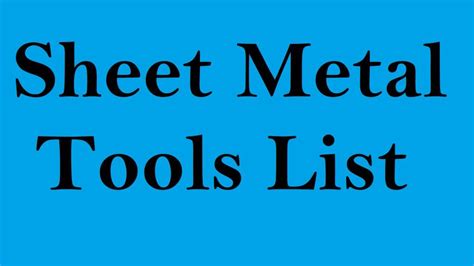 sheet metal hand tools list